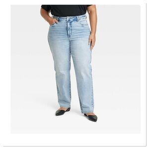 Women’s High Rise 90’s Straight Leg Jeans Ava & Viv Light Stone Wash